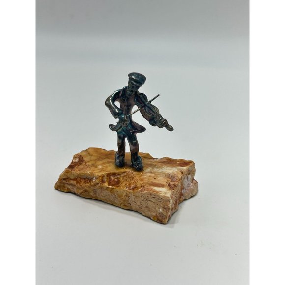 Lot 198 | JUDAICA BEN ZION STERLING SILVER MUSICIAN FIGURES Ben Zion Judaica 925 Silver Figurine of Jewish Musician Dancing Fiddle Player